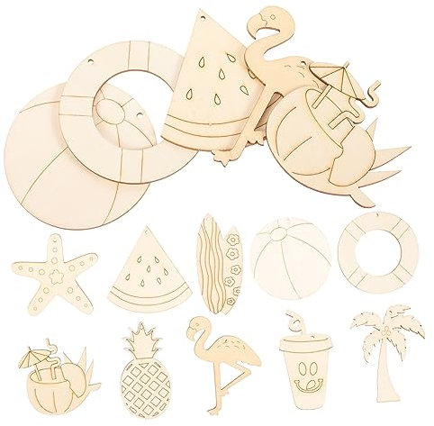 VILLFUL Holzausschnitte Tropisches Thema 40 Stück Diy Verzierungen Unbemalte Sommer Deko Anhänger Zum Bemalen
