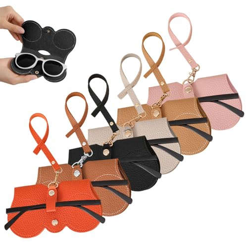 FUIPVGI 6 Stück Brillenetui Leder, Mode Sonnenbrillenetui, Tragbares Etui, Weich PU Leder Schutzhülle für Sonnenbrillen und Brillen, Reiseschutzabdeckung (6 Farben)
