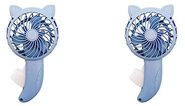 dijiusidy 2 Satz von Handdruckventilator ohne Akku Kühlwerkzeug Cartoon Sommer Mini Ventilatoren Handhandbuch für Schlafsaal Kinder Blau, Blau 2Satz
