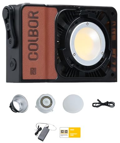 COLBOR W60R - Luce video a LED, 2700 – 6500 K, CRI 97 + 60 W, piccola dimmerabile, controllo app, luce compatta per fotografia di prodotti e vlog YouTube