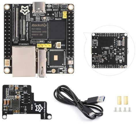 Waveshare Luckfox Pico Ultra RV1106 Linux Micro Development Board, Integrates ARM Cortex-A7/RISC-V MCU/NPU/ISP Processors, with 8GB EMMC, with PoE Module and Onboard WiFi
