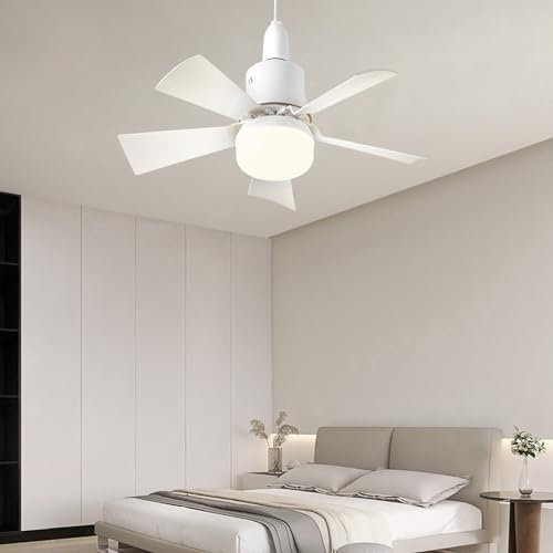 Socket Ceiling Fan, Small Ceiling Fan with Light and Remote Control, 3 Color Temperatures, E26 Screw in Dimmable Bulb Fan