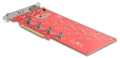 DeLOCK Schnittstellenkarte PCI Express x16 Karte auf 4X intern NVMe M.2 Key