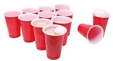 Beer pong con bicchieri e palline - Rosso - Taglia Unica