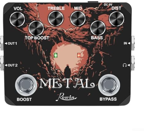Rowin Metal Boost Distortion Pedal Achieve Heavy Blues to High Gain Metal Tones, Exceptional