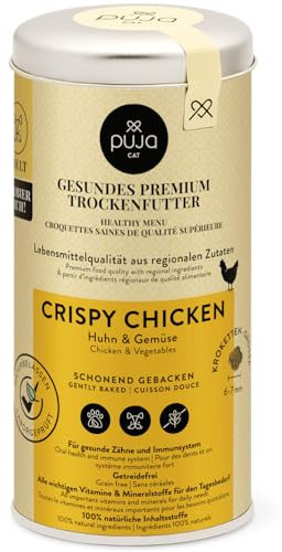PUJA Premium Trockenfutter für Katzen Crispy Chicken 250g - 100% natürliche Inhaltsstoffe &für Sensible Katzen geeignet - mit Tierärzten entwickelt für die Gesundheit Ihrer Katze