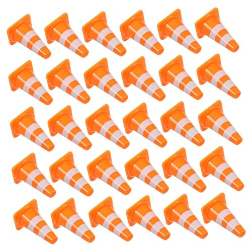 BCOATH 120 Pcs Accessoires De Simulation De Barrage Routier Panneau De Signalisation Jouet Miniature Orange Cônes De Signalisation Jouet Panneaux Routiers Cônes De Signalisation