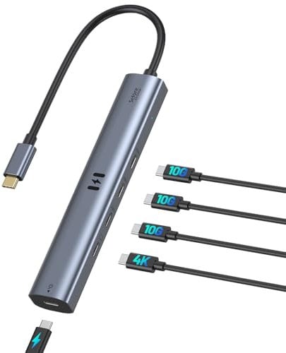 USB C Video Hub Typ C Hub 10Gbps 5 in 1 USB C auf USB C Monitor Adapter mit USB C Video Display 4K@60Hz & 10Gbps Data, 3 USB C 3.1 Gen2 Datenports,100W PD Hub USB C für MacBook Pro/Air M2 M1,Dell,HP