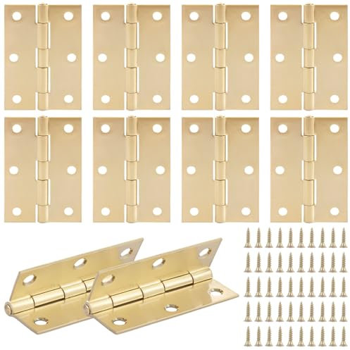 MEIDIV 10PCS Door Hinges 3 inch, 75mm Stainless Steel Butt Hinges, Heavy Duty Interior Stainless Steel Gold Hinge, Brass Hinge for Door, Window, Wooden Box