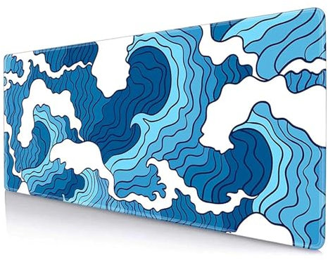AISHANBAIHUODIAN Ajustement for les vagues bleues 900x400 tapis de souris Gamer XL personnalisé grand tapis de souris japonais XXL tapis de bureau tapis de bureau en caoutchouc tapis de souris d'ordin