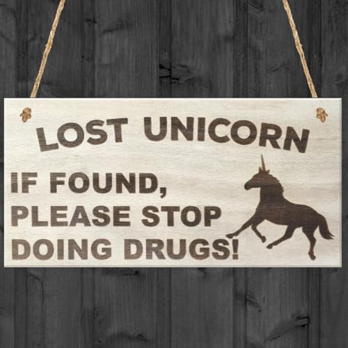 Plaque de porte Licorne perdue Nouveauté Amitié à suspendre Decoration maison