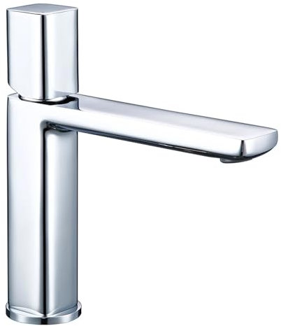 Miscelatore monoforo for lavabo da appoggio in ottone bianco, rubinetto for acqua calda e fredda for bagno(Chrome)