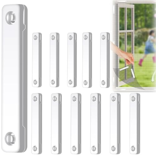 Confezione da 12 forti strisce magnetiche adesive per zanzariere, fissaggio senza fori, per tende a rete e reti per finestre, clip magnetiche universali bianche