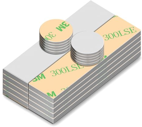 20 Stück Mini Neodym Magnete Selbstklebend 40x10x2mm & 10x1mm | Rechteckig & Runde Magnet, für Magnettafel, Whiteboard, Kühlschrank, Fotos, Büro, Basteln