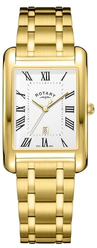 Rotary Men's Heritage Astoria Rectangular Gold Plated Stainless Steel Bracelet Watch