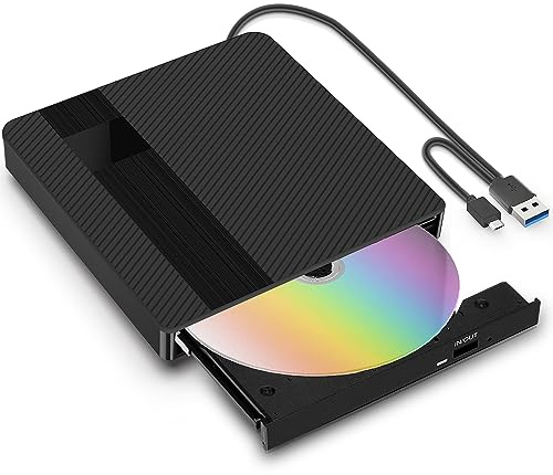 BNEHHOV External CD DVD Drive for laptop PC USB 3.0 Type-C CD DVD burner