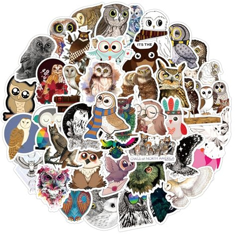 Bubaxuce 100 Stück Cartoon Eule Aufkleber Pack für Erwachsene Jugendliche, Süße Kawaii Vinyl wasserdichte Aufkleber für Wasserflaschen Fahrrad Laptop Gepäck Computer
