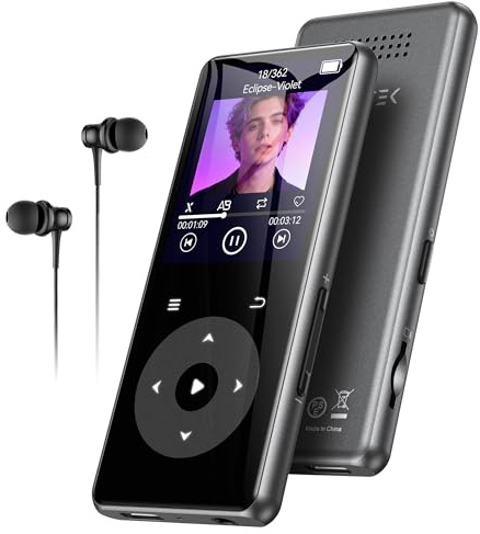 AGPTEK MP3 Bluetooth 5.4, Senza Memoria,1,8'' Lettore in Metallo | con Ricollegamento Automatico,Tasti Tattili Retroilluminati,Suono HiFi con Altoparlante Radio, Portatile fino a 128GB (0GB)