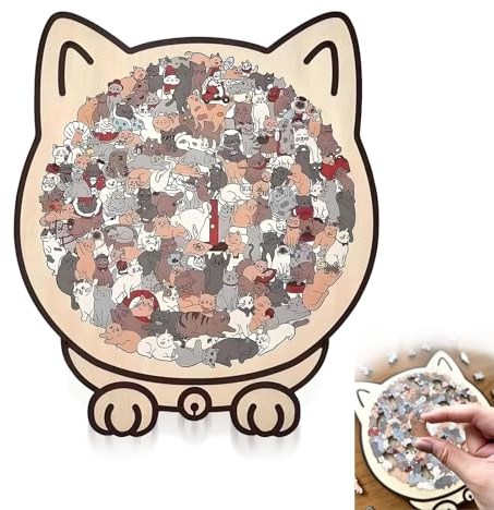 Katzenpuzzle Holz,135Piece Cat Shaped Wooden Jigsaw Puzzle(Morandi-Colored) | Kreatives Cat-Shaped Wooden Puzzle with A Frame, Unregelmäßiges Katzen Puzzle Geschenk Für Katzenliebhabe