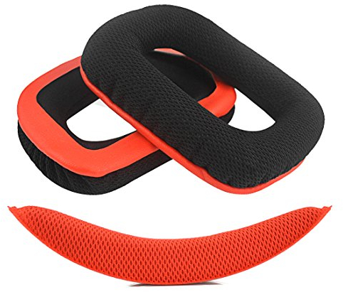 Geekria QuickFit Ersatz-Ohrpolster aus Mesh-Gewebe, kompatibel mit G430, G930 Kopfhörer-Ohrpolster und Kopfbandpolster/Ohrpolster + Kopfbandpolster/Ersatzteilanzug