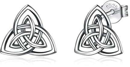 INFUSEU Keltischer Knoten Ohrstecker, 925 Sterling Silber Irisch Akatsuki Ohrringe Keltischer Ewiger Knoten für Damen Schmuck, Geschenke für die Dame