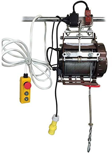 Warrior 110v 800KG Scaffold Hoist with Pendant Remote Control – 30m Steel Cable, Portable, Hooks and Easily Mounts to Scaffolding, Overhead Lifting, Electric Pulley System, Ideal for Garage