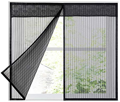 LKXHarleya Zanzariera per Finestra, Zanzariera per Finestra Magnetica, Zanzariera con Nastro Magico Protezione Zanzara, Nero, 80x100cm(W x H)