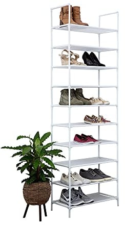 Vivol Deluxe Schuhregal XL - Schuhablage für 20 Paar Schuhe - Schuhschrank mit 10 Ebenen - HxBxT: 178x56,5x27 cm - Schuhständer Höhenverstellbar Wasserfest