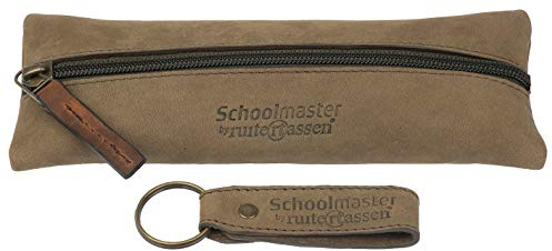 Schoolmaster by Ruitertassen Premium Case - Olive, kleines, flaches Federmäppchen Federtasche Stifteetui in High End Qualität, aus robustem, chromfreiem Leder, ideal für Lehrer