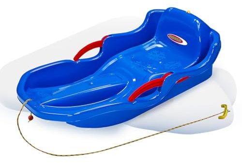 JAMARA 460539 Snow Play Bob Comfort 80 cm blau mit Bremse-Lenken durch Bremshebel, aerodynamische Bauweise, langlebiger, schlagzäher Kunststoff-bequemer, ergonomischer Sitz