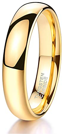 Zakk Ring Damen Herren 2mm 4mm 6mm 8mm Gelbgold Wolfram Poliert Schmal Ringe Verlobungsringe Ehering Hochzeitsband (4mm, 60 (19.1))