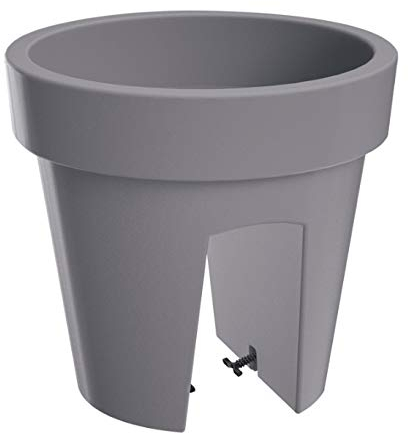 rg-vertrieb Blumentopf Balkonkasten Blumenkasten Geländerkasten Geländertopf Pflanztopf Railing Balkontopf 4 Farben (250 Grau)