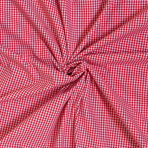 Discount Fabrics Ltd Baumwollstoff, kariert, Meterware, 114 cm, Rot