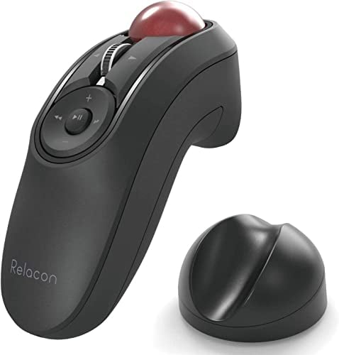 ELECOM Handheld Trackball Mouse, Bluetooth Ergonomic Thumb Control, Ambidexterity, 10-Button Optical Sensor, Compatible for PC, Laptop, Windows, Mac, iPad, Android, Relacon (M-RT1BRXBK)
