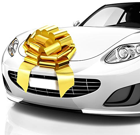 Mifflin Große Autoschleife (Gold, 18 Zoll), Geschenkschleife, Riesenschleife für Auto, Geburtstagsschleife, Riesige Autoschleife, Autoschleifen, Geschenkverpackungen, große Geschenkschleife