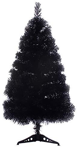 ZZFF 2 Piedi Nero Piccolo Albero di Natale,Multicolore Albero di Natale Artificiale,PVC Abete,Leggero Tavolo Albero di Natale con Stand per Un Posto Piccolo Arredamento Vacanza-Nero 60cm/ 2ft