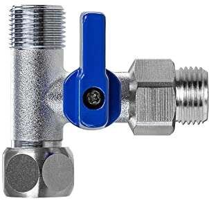 Absperrhahn Absperrventil Adapter T-Stück 3/8 AG x verschieden x 3/8 ÜM Zoll zum Anschluss von Wasserfilter, Umkehrosmose, Side-by-Side Kühlschränke, Kaffeemaschine (3/8 AG x 3/8 AG x 3/8 ÜM)