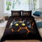 Gamer Duvet Cover Set Boys Teens Video Game Gaming Bedding Set Kids Toddler Geometric Honeycomb Hexagon Comforter Cover Game Controller Quilt Cover Room Decor 3Pcs King Size,Black,Orange