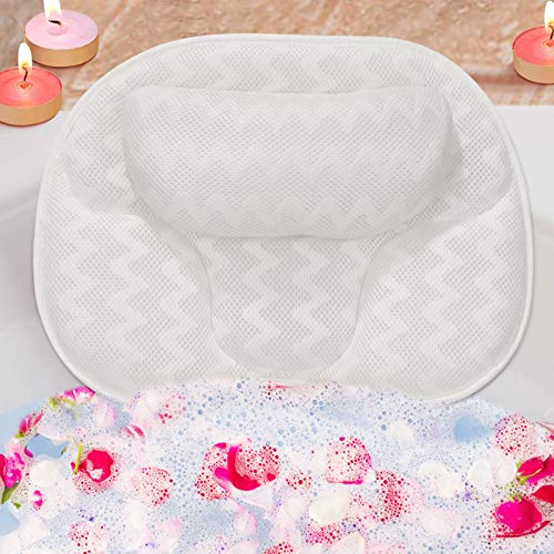 3D-Mesh-Badewannenkissen, ergonomisches Badewannenkissen, Spa-Kissen mit 6 leistungsstarken Saugnäpfen für Nacken- und Rückenstütze