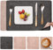 Myir JUN Tischsets Abwaschbar Leder und Untersetzer, Doppelseitigen Platzset 4er Set rutschfest Platzdeckchen Leder Kunstleder Tischset (Grau Pink, 4er Set)