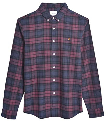 Farah Men's Brewer Cotton Oxford Slim FIT Shirt, Red, 3XL