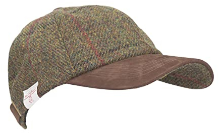 WALKER AND HAWKES Brungton - Basecap aus Harris-Tweed - Schirm aus Leder - Jägergrün