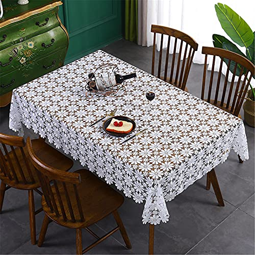 RAILONCH Tischdecke Weiß,Spitze Tischtuch,Vintage Boho Spitze Weiße Blumen Hochzeit Party Rechteckig Tischdecke Dekor (80x80cm)