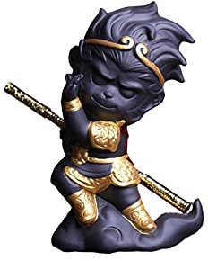 Sun Wukong Statue Dekoration Desktop Tee Haustiere Skulptur Lila Ton Affe King Statue Dekorative Ornamente Handwerk Modell Skulptur Büro Dekoration Geschenk Desktop Zubehör Figuren Affe King Figur