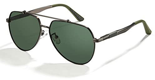 Cyxus Sonnenbrille für Herren, polarisiert, klassisch, UV400, zum Autofahren, Angeln, Reisen, 16-Linsen Grün Rahmen Farbe der Pistole