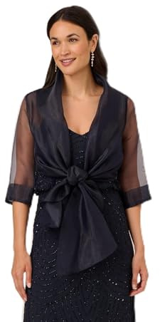 Adrianna Papell Chaqueta Envolvente de Organza de Manga Corta, Midnight, L para Mujer