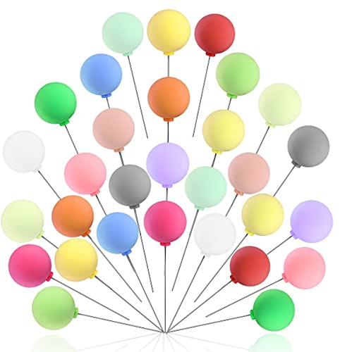 Balloon Cake Topper, 30pcs Mini Balloons Ball Cake Toppers Colorful Round Shape Cupcake Picks Topper Birthday Cake Insert Topper for Wedding Baby Shower Party Cake Decoration Supplies