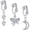 Vcmart 3pezzi Clip su Piercing Ombelico Non Piercing Finto Anneaux de Pancia Cuore Luna Pendente Argento False Piercing Gioielli