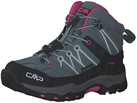 CMP Kids Rigel Mid Trekking Shoes Wp, Scarpe da trekking Unisex - Bambini e ragazzi, Mineral Green Purple Fluo, 40 EU