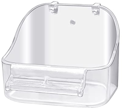Plastikbadewanne Vogelzubehör Hängender Vogelkäfig Dusche Futterbehälter Vogelbadewanne Kleine Vögel, Kanarienvögel, Wellensittiche, Papageien Zusätzliche Befestigungsschrauben (1PCS Transparent)